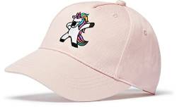 Organic Cap Mädchen : Einhorn Dabbing - Pferde Kappe Mütze Cappy Mädchen Geschenk Pferd Reiten Reitermütze Pony Kinder Kappie (Pink) von minifan