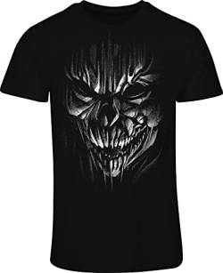 Totenkopf Shirt Herren - Dämon Skull Totenkopf - Horror T-Shirt Männer - Skull Tshirt - Halloween Totenschädel Death Metal Biker Gothic (4XL) von minifan