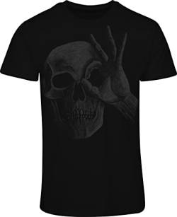 Totenkopf Shirt Herren - OK Skull Totenkopf - Horror T-Shirt Männer - Skull Tshirt - Halloween Totenschädel Death Metal Biker Gothic (5XL) von minifan