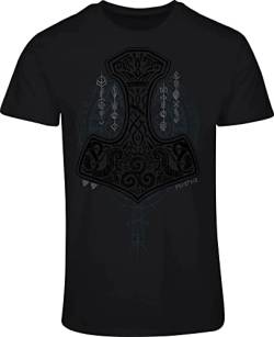 Wikinger Shirt Herren : Mjölnir - Thors Hammer - Fitness T-Shirt Wikinger Geschenke für Männer - Wikinger Kleidung (3XL) von minifan