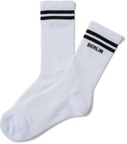 minifan Retrosocken: Berlin - 2 Paar - Tennissocken weiß Sportsocken, Freizeitsocken, Atmungsaktiv, für Herren & Damen (41/43 Ber) von minifan