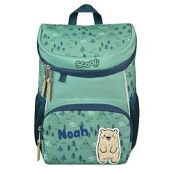 minimutz Mini-Me Kindergartenrucksack mit Name | personalisierter Kinder-Rucksack Bär im Wald 3-6 Jahre | Rucksack Mädchen Jungen gepolsterte Schultergurte mit Brustgurt (Bobby Bear) von minimutz