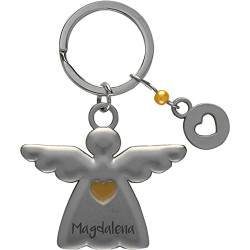 minimutz Schlüsselanhänger Schutzengel mit Name personalisiert | Motiv Engel mit Herz/Stern für Kinder | Glücksbringer für Jungen & Mädchen | inkl. Gravur von minimutz