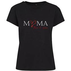 minimutz Tshirt Damen Mama mit Herz | Personalisiert mit Kinder-Namen und Statement Aufdruck Mom Idee zu Muttertag Geburtstag (schwarz XXL) von minimutz