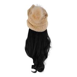 1 Satz Abnehmbare Perückenkappe Haarverlängerung Perücke Beanie-hut-perücke Haarschmuck Für Frauen Mütze Mit Haaren Perücke Hut Hochtemperaturdraht Fräulein Frauenhut Warm Halten von minkissy