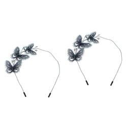 2St Schmetterlings stickerei Stirnband Kopfschmuck für die Braut Mädchen Kleider Haarbänder Tiara kreativer Kopfschmuck Party-Haarschmuck Jahrgang Kopfbedeckung Zubehör schmücken von minkissy