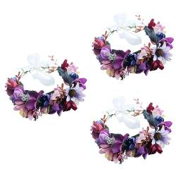 3St Haarbänder Tiara Stirnband mit Blumenkrone Blumenmädchenkrone Blumenstirnbänder für Mädchen Hochzeit Haarband Europäisch und amerikanisch Kopfbedeckung Zubehör Urlaub von minkissy