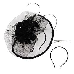 3st Mesh-haar-accessoires Fascinatoren Für Damen Fascinator-hüte Für Frauen Damen-fascinatoren Haarreif Aus Schwarzem Schleier Abriebfestes Haarband Braut Kleidung Charmant Federn von minkissy