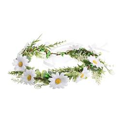 Boho-kranz Sommer Strand Stirnband Blumenkrone Floraler Halo-kopfschmuck Hochzeit Braut Stirnband Künstlicher Blumenkranz Blumenstirnband Für Mädchen Weiß Urlaub Rose Ranke Plastik von minkissy