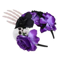 minkissy 2 Stk Schädel-hand-stirnband Halloween-blumen-stirnband Halloween-blumenschädel-kopfbedeckung Skelett-hand-stirnband Blumenkrone Schleier Europäisch Und Amerikanisch Fräulein Stoff von minkissy