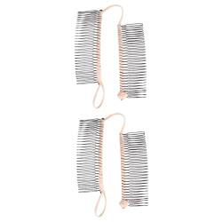 minkissy 2st Bananen-seitenkamm Haar Klammern Stretch-bananen-haarspangen Für Frauen Doppelter Haarkammclip Haarklemme Bananenclips Elastische Haarkämme Metall Öffnen Damen Schmiedeeisen von minkissy