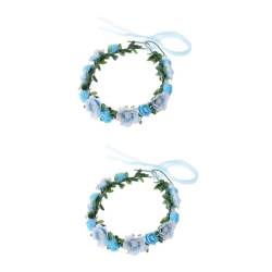 minkissy 2st Dekorative Kopfbedeckungen Hochzeitshaarkranz Kopfbedeckungen Für Damen Blumenmädchen Haarschmuck Für Die Hochzeit Blumenmädchen-stirnband Blumen- Braut Mori-abteilung Zubehör von minkissy