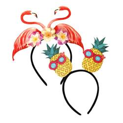 minkissy 2st Hawaiianisches Stirnband Ananas-party-stirnbänder Sommer Stirnband Luau-stirnband Für Frauen Flamingo-haarreifen Ananas Stirnband Flamingo-kopfbedeckung Fräulein Obst Plastik von minkissy