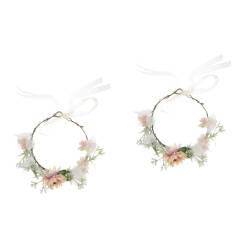 minkissy 2st Kranz Brautkopfschmuck Für Die Hochzeit Realistisches Girlanden-stirnband Tannenzapfenhaar Thanksgiving-stirnband Kronen Für Frauen Weiß Strandresort Blätter Stoff Winter von minkissy