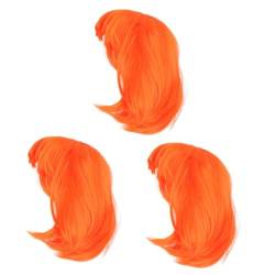 minkissy 3 Stk Bob-haar-perücke Orangefarbene Perücke Kurzhaarperücke Frauen Bob Perücke Kostümperücken Lockig Hochtemperaturfaserperücke 80er Disco-perücken Kopfbedeckung Cosplay Damen von minkissy