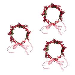 minkissy 3 Stk Weihnachtskranz Stirnband Beeren Haarband Florale Haarrebe Weihnachtsfeier Haarband Schleifenblume Blumenkopf-bopper Haarschmuck Haargummi Kiefer Braut Krone Drahtschleife von minkissy