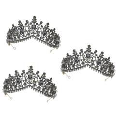 minkissy 3St Haarschmuck für die Braut Stirnband aus Legierung barocke Königin Strass-Prinzessin Haarband Tiara Haarreifen Brautkrone Anmut Kopfbedeckung Zubehör Damen von minkissy