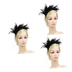 minkissy 3St gelbes Stirnband Frauenhut haarschmuck Kopfschmuck frauen stirnband Fascinator-Stirnbänder für Frauen 1920er Feder Haarband Party-Kopfbedeckung Steckbrett Gatsby Charme Braut von minkissy