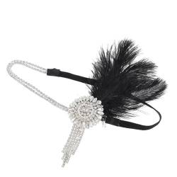 minkissy 3st Feder Stirnband Braut-fascinator Stirnbänder Mit Perlen Fascinator-stirnband Strass-stirnbänder Für Frauen Brüllendes 20er-stirnband Haar Camo-hut Gatsby Fräulein Gittergewebe von minkissy