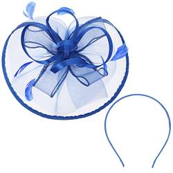 minkissy 4 Stück Kopfschmuck aus floralem Mesh königsblaue hüte für damen hochzeitsdeko Haarspangen für Damen Mesh-Schleier-Stirnband 20er 50er Vintage Fascinatoren Blumen-Zylinder Derby von minkissy
