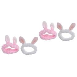 minkissy 4 Stück Modische Stirnbänder Rosa Haargummi Weißer Stoffhase Weihnachtsgeschenk Plüsch-stirnbänder, Kopfbedeckungen Breites Haarband Schal Stirnband Kosmetiktasche Mädchen Mode von minkissy