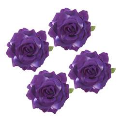 minkissy 4 Stück Rosenklammern Blumenklammern Für Die Haare Haarschmuck Für Frauen Hochzeitskopfschmuck Für Die Braut Brosche Haarblumen Violett Aus Stoff Die Blumen Fräulein von minkissy