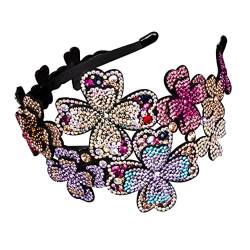 minkissy 4 Stück Stirnband Strass-blumen-flapper-haarband Juwelenbesetzte Haarreifen Diamant Breites Haarband Clip Zum Waschen Des Gesichts Kopfband Aus Strass Leder Clip Waschen Mädchen von minkissy