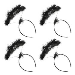 minkissy 4 x Engel-Halo, Halloween-Stirnband mit schwarzen Federn, Engel-Stirnband für Frauen, Mädchen, Maskerade, Party, Cosplay von minkissy