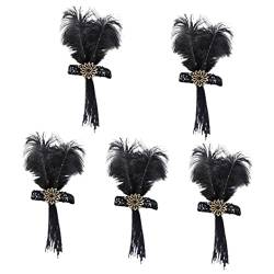 minkissy 5Pcs Stirnband Mit Fransen Vintage Haarschmuck Gatsby Stirnband Gatsby Zubehör 1920Er Jahre Flapper Kopfschmuck Für Flapper Zubehör Karneval Stirnband Flapper Stirnbänder von minkissy