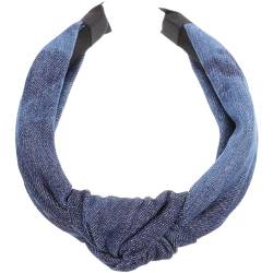 minkissy 5st Denim-stirnband Top-knoten-stirnband Haargummis Für Frauen Elastische Knotenstirnbänder Geknotetes Haarband Aus Denim Perlenstirnbänder Für Frauen Rutschfest R40 Stoff Haarteil von minkissy