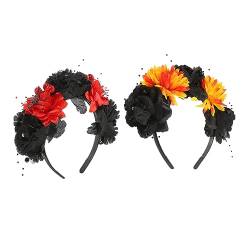 minkissy 6 Stk Halloween-stirnband Haarband Ringelblumen Stirnband Stirnbänder Halloween-rosen-haarband Mexikanische Blumenkronen Für Frauen Haarschmuck Fräulein Mode Kleidung von minkissy