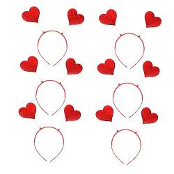 minkissy 6st Rotes Herz-stirnband Glitzer-herz-stirnband Glitzerstirnbänder Für Damen Pailletten-liebes-stirnband Liebesparty Liebe Herz Kind Plastik Haarpflegeprodukt Dreidimensional von minkissy