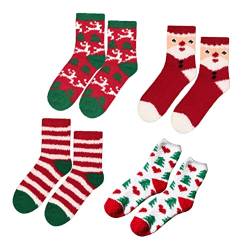 minkissy 8 Paare Weihnachtssocken Weihnachts-crew-socken Weihnachten Winter Warme Socken Sockenpantoffeln Für Frauen Winter-crew-socken Herbst Und Winter Füllung Kleinkind Baumwolle von minkissy