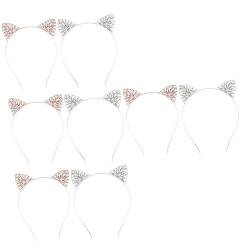 minkissy 8 Stk Stirnband Mit Katzenohren Haarreifen Für Katzenohren Perlenhaarband Haarband Aus Kristall Cosplay-kostüm-kopfbedeckung Katze Stirnband Legierung Niedlich Pailletten Braut von minkissy
