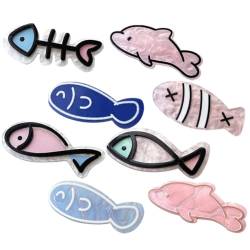 minkissy 8st Cartoon-fisch-haarnadel Haarspangen Für Frauen Süße Haarnadel Süße Haaraccessoires Haarspangen Für Teenager-mädchen Karierte Kulturtasche Damen Kleiner Fisch Kindlich Metall von minkissy