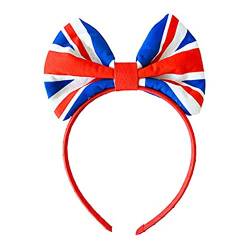 minkissy Flag Bogen Haarband Mit Britischer Flagge Bogen 2022 Britisches Schleifen-stirnband Jubiläumsfeier Stirnband Britische Kopfbedeckung Union Jack Bogenkopf Kind Halloween Stoff von minkissy