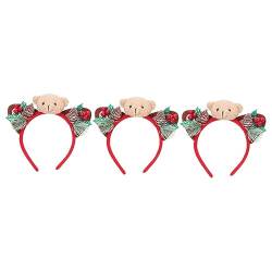 minkissy Kopfbedeckung 3 Stück Mit Haaren Party Cosplay Tannenzapfen Bezaubernd Festlich Weihnachten Beige Ausgefallenes Geweih Kopfschmuck Zubehör Blumenreifen Tier Bär Weihnachten von minkissy