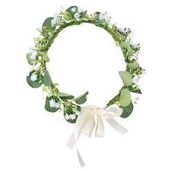 minkissy Kranz Tiara Blumenkopfschmuck Für Mädchen Fotografie Kranz Requisiten Hochzeit Blumenstirnbänder Künstliches Kranz-stirnband Gänseblümchen Haar Hochzeitsblume Krone Stoff Braut von minkissy