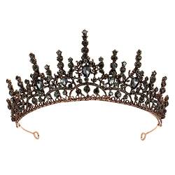 minkissy Queen Crown, schwarze Kristall-Gothic-Tiaras für Frauen und Mädchen, Halloween-Maskerade, Party, Cosplay (schwarz) von minkissy