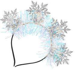 minkissy Weihnachtsstirnband Schneeflockenstirnband Silber Schneeflocken-stirnband Für Erwachsene Kopfschmuck Mit Schneeflocken Neues Jahr Stirnband Latte-kunst Elchhörner Kleidung Fräulein von minkissy