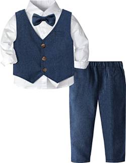 mintgreen Baby Anzug Junge, Kleinkind Hochzeit Outfit Gentleman Lange Ärmel Kleiderset, Blau, 4-5 Jahre, 120 von mintgreen