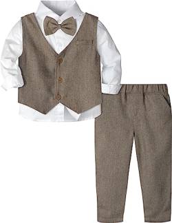 mintgreen Baby Anzug Junge, Kleinkind Hochzeit Outfit Gentleman Lange Ärmel Kleiderset, Khaki, 18-24 Monate, 90 von mintgreen
