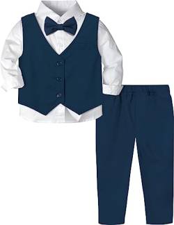 mintgreen Baby Anzug Junge, Kleinkind Taufe Outfit Gentleman Kleidungsset Lange Ärmel Shirt, Marineblau, 18-24 Monate, 90 von mintgreen