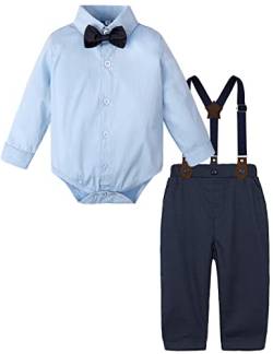 mintgreen Baby Anzug Junge, Tauf Outfit Hochzeit Passen Weste Smoking, Einfarbig Blau, 12-18 Monate, 90 von mintgreen