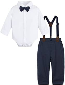 mintgreen Baby Anzug Junge, Tauf Outfit Hochzeit Passen Weste Smoking, Weiß Blau, 9-12 Monate, 80 von mintgreen