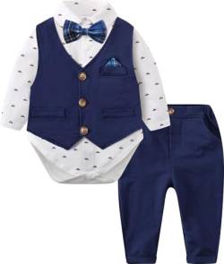 mintgreen Baby Anzug Junge Hochzeit, Gentleman Taufanzug Body Weste Bekleidungssets, Marineblau, 12-18 Monate, 90 von mintgreen