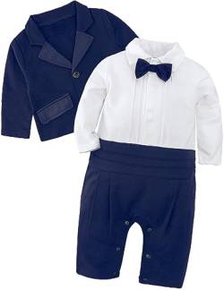 mintgreen Baby Anzug Junge Hochzeit, Kleinkind Gentleman Blazer Strampler Fliege Outfits, Marineblau, 18-24 Monate, 100 von mintgreen