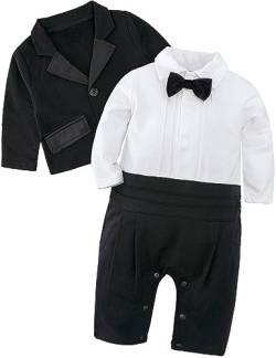 mintgreen Baby Anzug Junge Hochzeit, Kleinkind Gentleman Blazer Strampler Fliege Outfits, Schwarz, 12-18 Monate, 90 von mintgreen