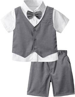 mintgreen Baby Anzug Junge Hochzeit, Tauf Outfit Weste Set, Grau, 3-4 Jahre, 110 von mintgreen