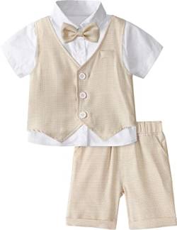 mintgreen Baby Anzug Junge Hochzeit, Tauf Outfit Weste Set, Khaki, 3-4 Jahre, 110 von mintgreen